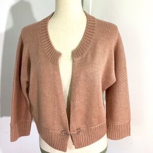 BANANA REPUBLIC WOMAN SIZE LARGE DUSTY ROSE SHORT BOXY CARDIGAN ALPACA  WOOL